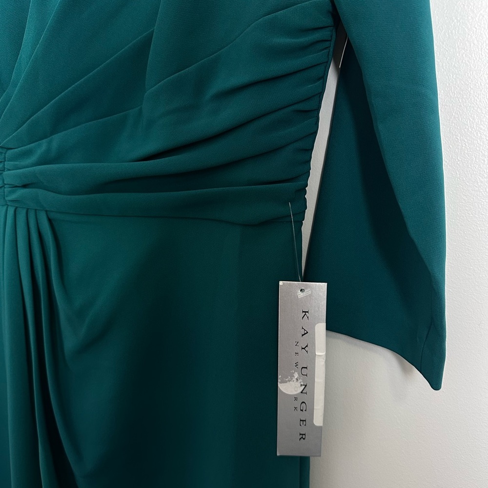 KAY UNGER Dark Aqua Side Slit Gown - Picture 9 of 10